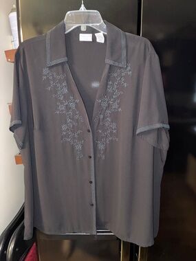 Covington Black Blouse with Subtle Stitch Detail